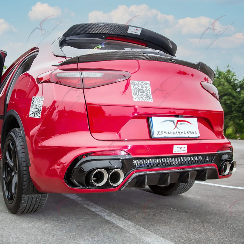 2017-2024 Romeo Stelvio Rear Bumper Kit Resin/Carbon Fiber Bodykit Fiberglass Auto Parts for Upgrade New Condition