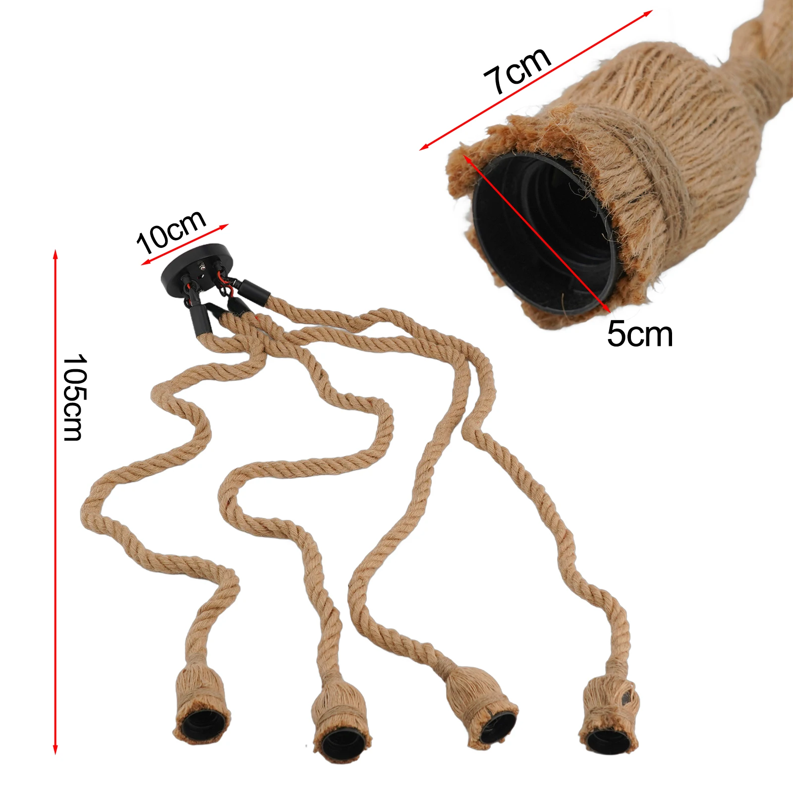 الرجعية ضوء قلادة ضوء 4 أضواء قلادة ضوء المناسب E27 مصباح حامل الأرض الأصفر حبل القنب IP20 العملي #1
