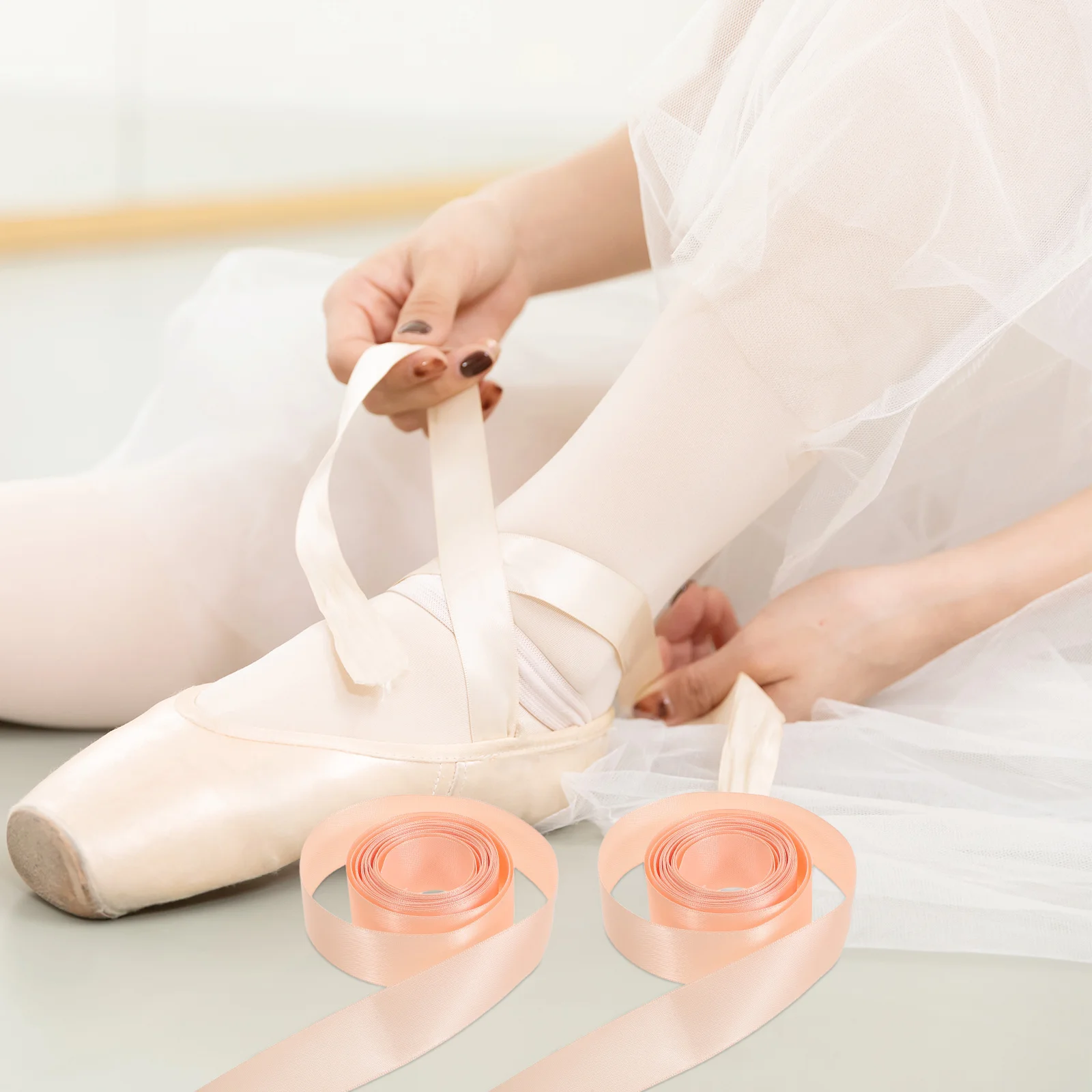 ริบบิ้นบัลเลต์ 4 ชิ้น กว้าง 19.7 หลา ริบบิ้นผ้าซาตินสำหรับรองเท้าบัลเลต์สำหรับผู้หญิง ใช้สำหรับเต้นรำบนเวทีและการแสดงบัลเลต์