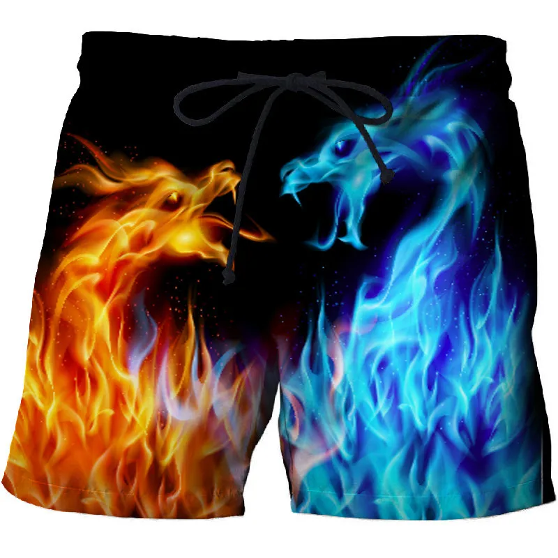 Flame Graphics 3d Print Summer Fashion Men\'s Shorts Quick Dry Swimming Shorts Oversized Casual Beach Pants Trend Men Clothing