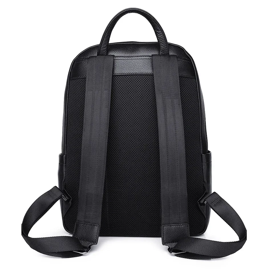 2024 New Luxury Brand Real Genuine Leather Men Solid Backpacks Student Backpack Boy Luxury 14 Inch Computer Laptop Bag