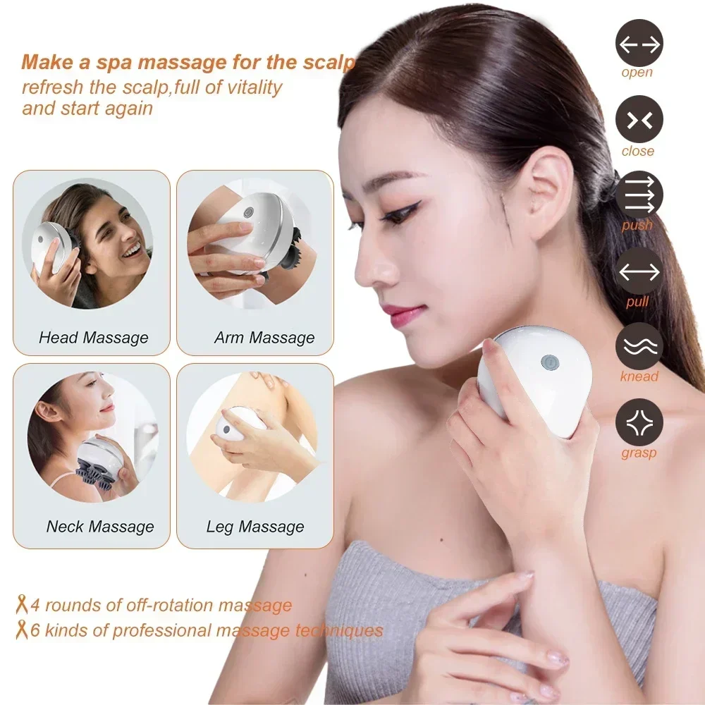 Dragon Claw Head Neck Massager with 4 Kneading Heads Infrared Scalp Massage for Hair Nourishment