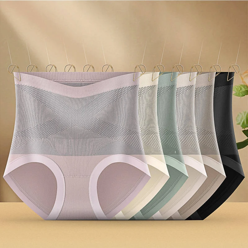 4PCS Women\'s High-waisted Tummy Control Shaping Panties  Hip-lifting  Stomach Control  Powerful Shaping Triangle Pants