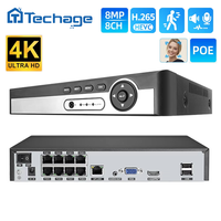 Techage 8CH 4K POE NVR 8MP 5MP 4MP H.265 Network Video Recorder Face Tracking Two-Way Audio for Surveillance System Security Cam