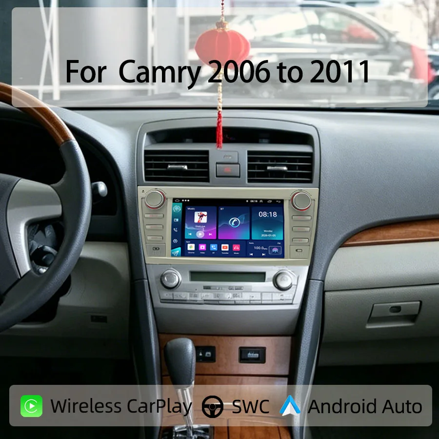 Android 14 Touch Screen Multimedia Unit GPS BT Wifi DSP Wireless CarPlay Android Auto Mirroring For Camry 2006 to 2011