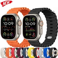 Correa oceánica para Apple Watch Ultra 2 Band 49mm 9 8 7 45mm 41mm pulsera de silicona iWatch 6 5 4 3 SE 44mm 40mm 42mm