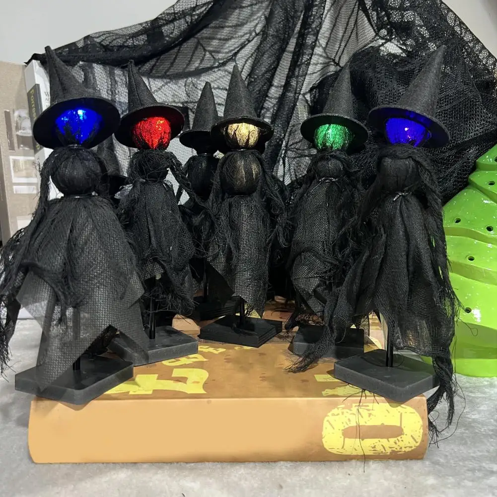 

New Halloween Witch Decoration Light Up Witch Figurine Spooky Witch Ornament With Glowing Face For Mantel Tabletop Shelf Decor