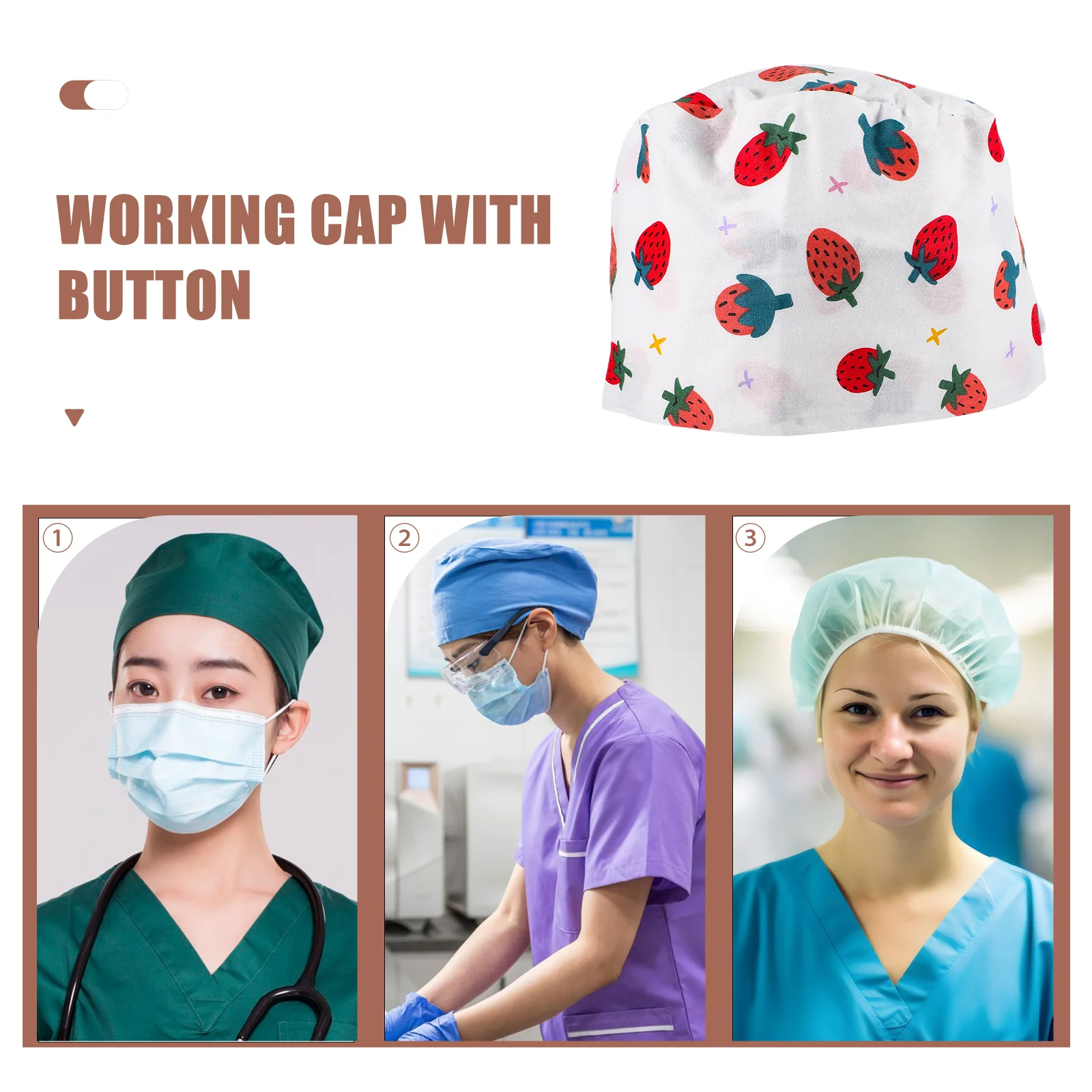 Surgical Cap Nurse Hats Nursing for Women Caps Nurses Scrub with Buttons Lace up Women's