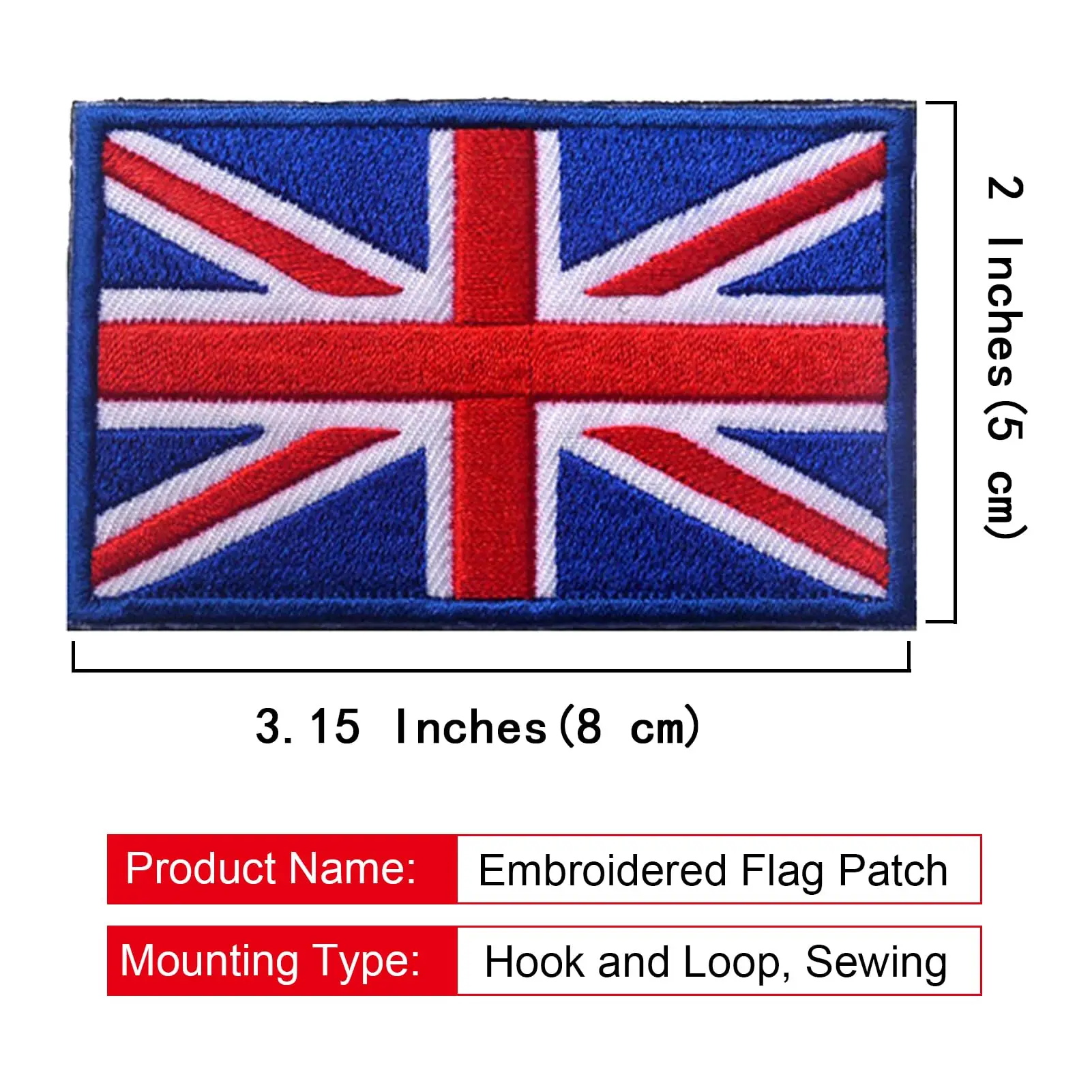 2PCS UK United Kingdom Flag Patch Embroidered Morale Patch Military Tactical Patches Hook and Loop