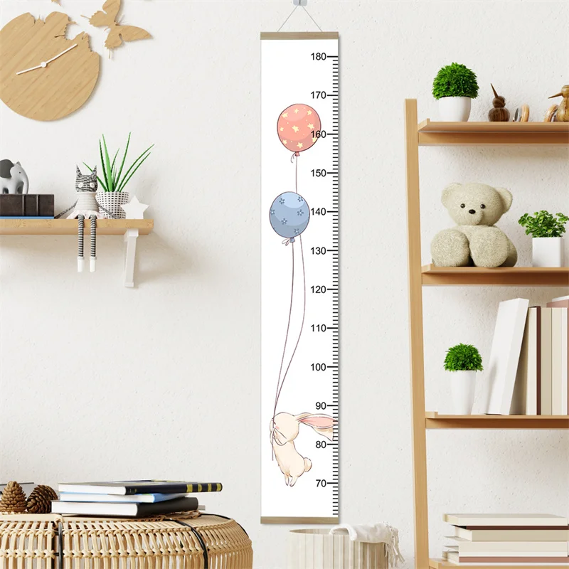 Cartoon Rabbit Animals Height Measurement Guage Meter Wall Hanging Decor for Children\'s Kids Interior Room Balloon Growth Chart