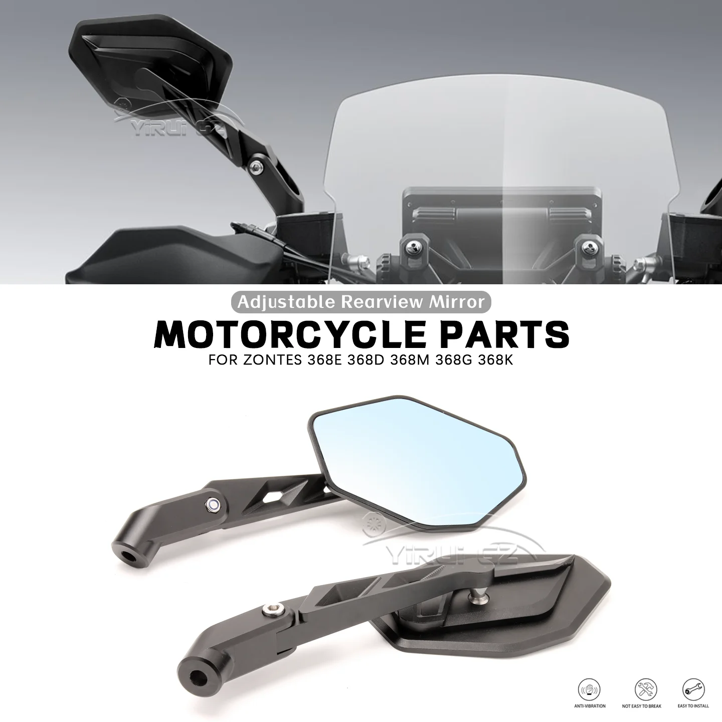 Nuevo espejo retrovisor plegable de aluminio CNC, espejo lateral ajustable, accesorios de motocicleta para ZONTES 368-E 368-D 368-M 368-G 368-K