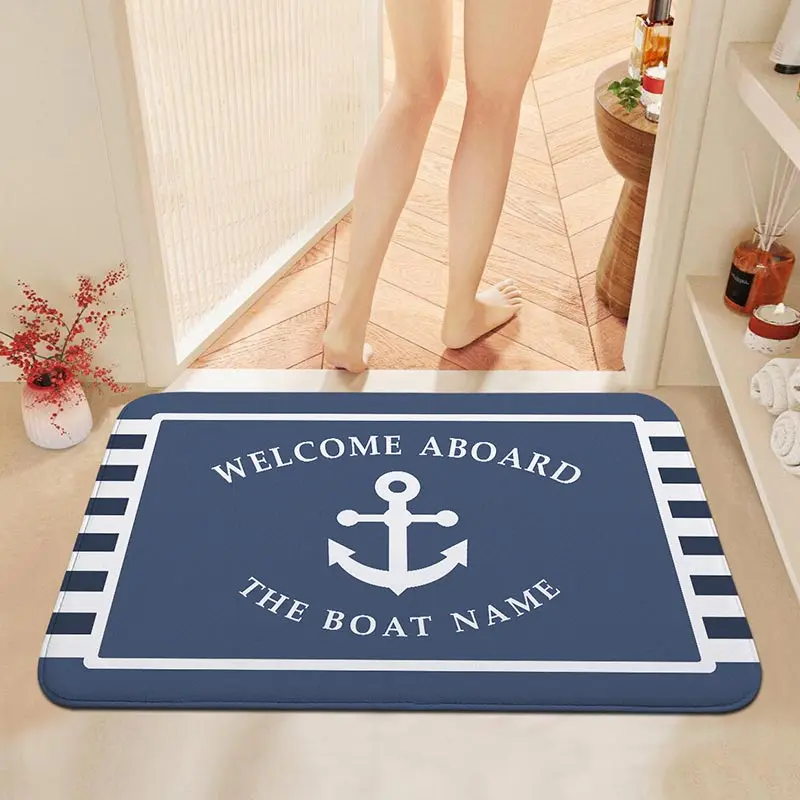 Vintage Nautical Compass Captain Anchor Boat Floor Mat Bath Mat Nordic Style Home Doormat Bathroom-Toilet Mats Welcome Doormat