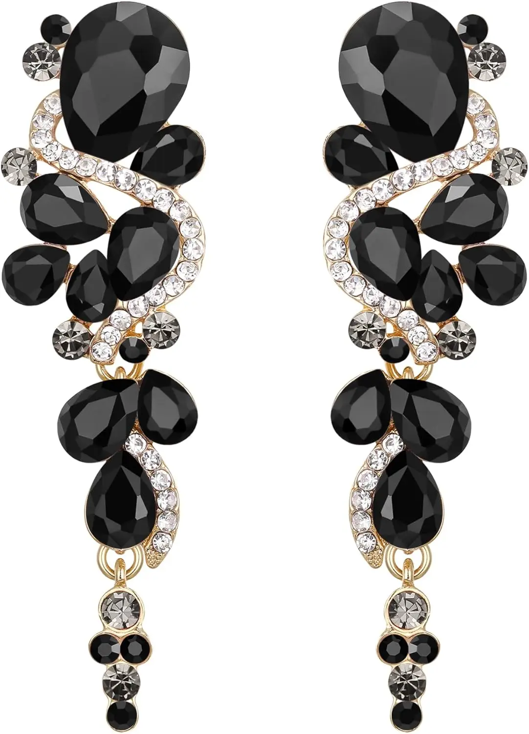 

Bohemian Crystal Teardrop Chandelier Long Dangle Earrings for Wedding Brides