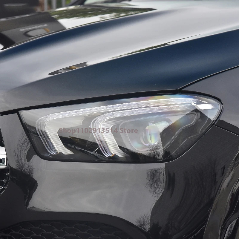 

For Mercedes Benz GLE Class 2015-2023 Car Headlight Protective Film Headlamp Restoration Transparent Black TPU Sticker