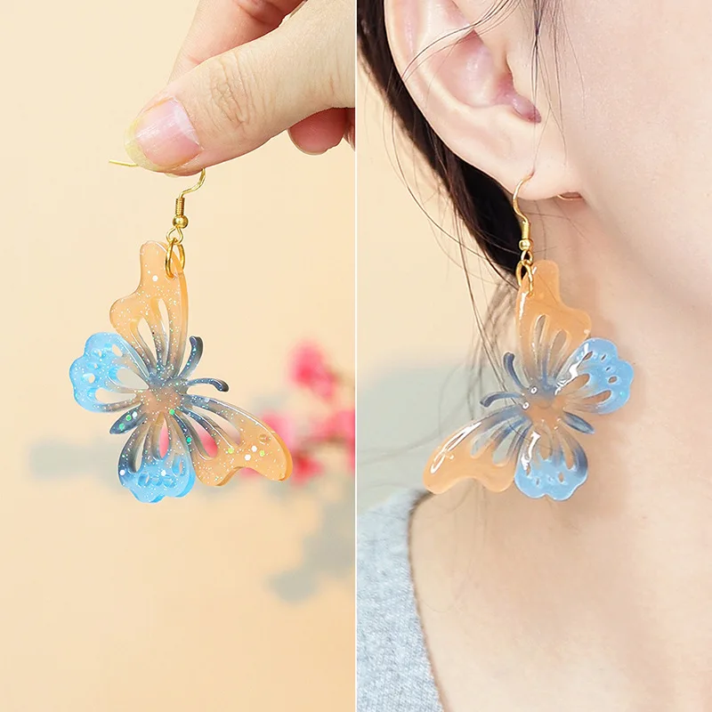 Earring Pendant Silicone Mold Epoxy Resin Jewelry Making Mold Butterflies Cat Snowflakes DIY Charms Pendant Mould Jewelry Craft
