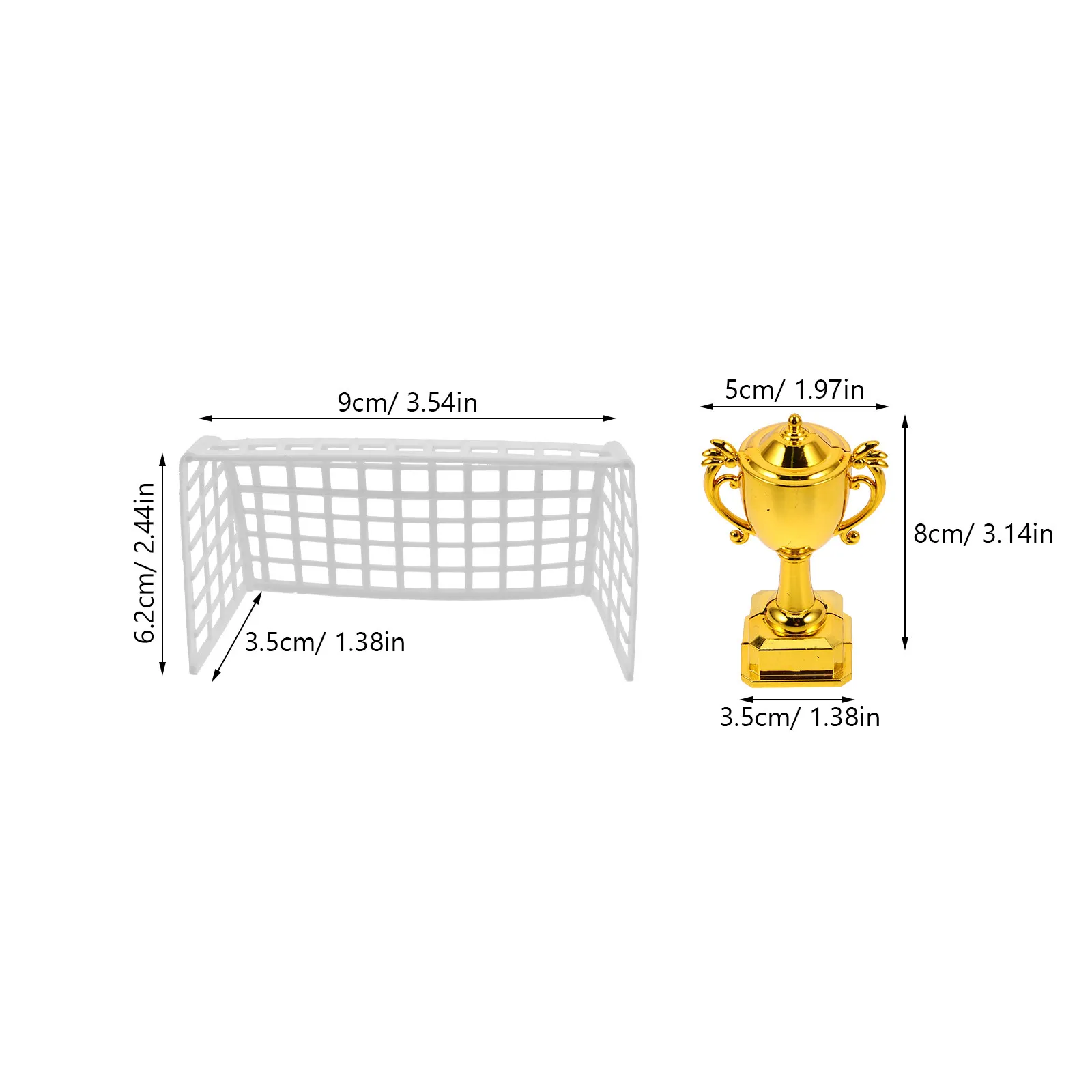 1Set Miniature Soccer Trophy Realistic Football Goal Detailed Cup Decoration Party Table Cake Topper Tiny Soccer Player Models