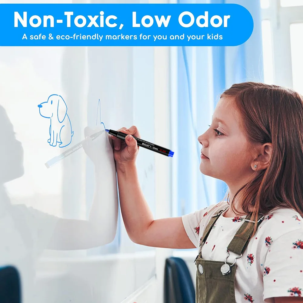 12 لون المدرسة الفصول الدراسية السبورة القلم الجاف الأبيض مجلس علامات المدمج في ممحاة طالب الأطفال قلم رسم القرطاسية