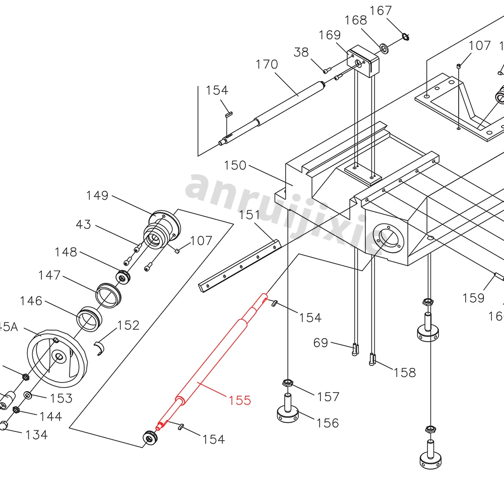 Vertical Handle Rotate Shaft  SIEG SX3-155&JET JMD-3&BusyBee CX611&Grizzly G0619  Mini Miling spares parts