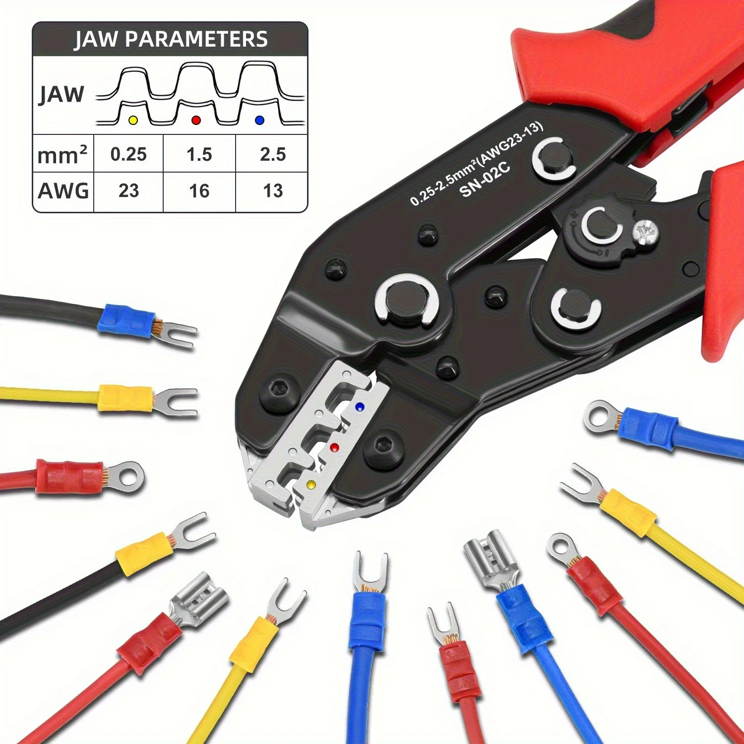 Crimpwerkzeug-Set AWG 23-13 mit 280 Stück Isolierten Elektrischen Verbindern - Crimpklemmen & Kabelschuhe Sortiment – Detail 1