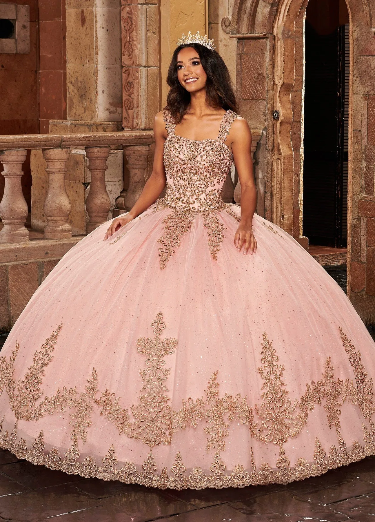 Vestidos de quinceañera Rosa Charro, vestido de baile, escote Corazón, apliques de tul, cuentas hinchadas, vestidos dulces de México 16, 15 años