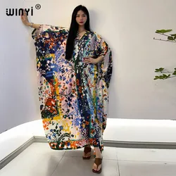 WINYI-Vestido largo africano para mujer, caftán bohemio con estampado de Turquía, abaya, Color verano