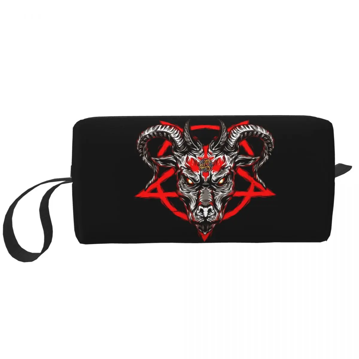 Kawaii Baphomet Goat Pentagram Occult Magic Travel Toiletry Bag Devil Satan Makeup Cosmetic Organizer Beauty Storage Dopp Kit