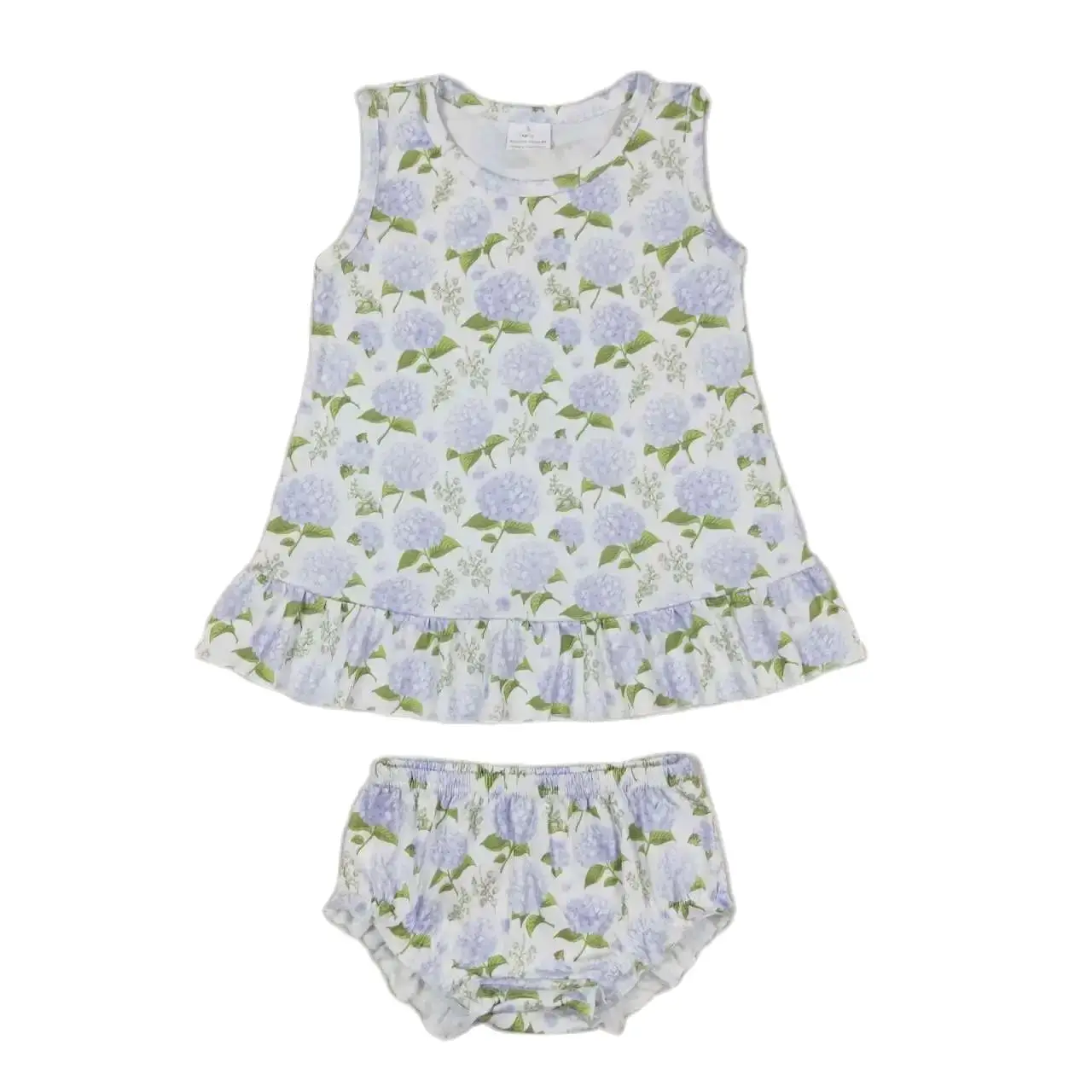 Wholesale Children Baby Girl Toddler Flower Sets Kids Sleeveless Cotton Pocket Tunic Stripes Bummie Shorts Infant Outfit