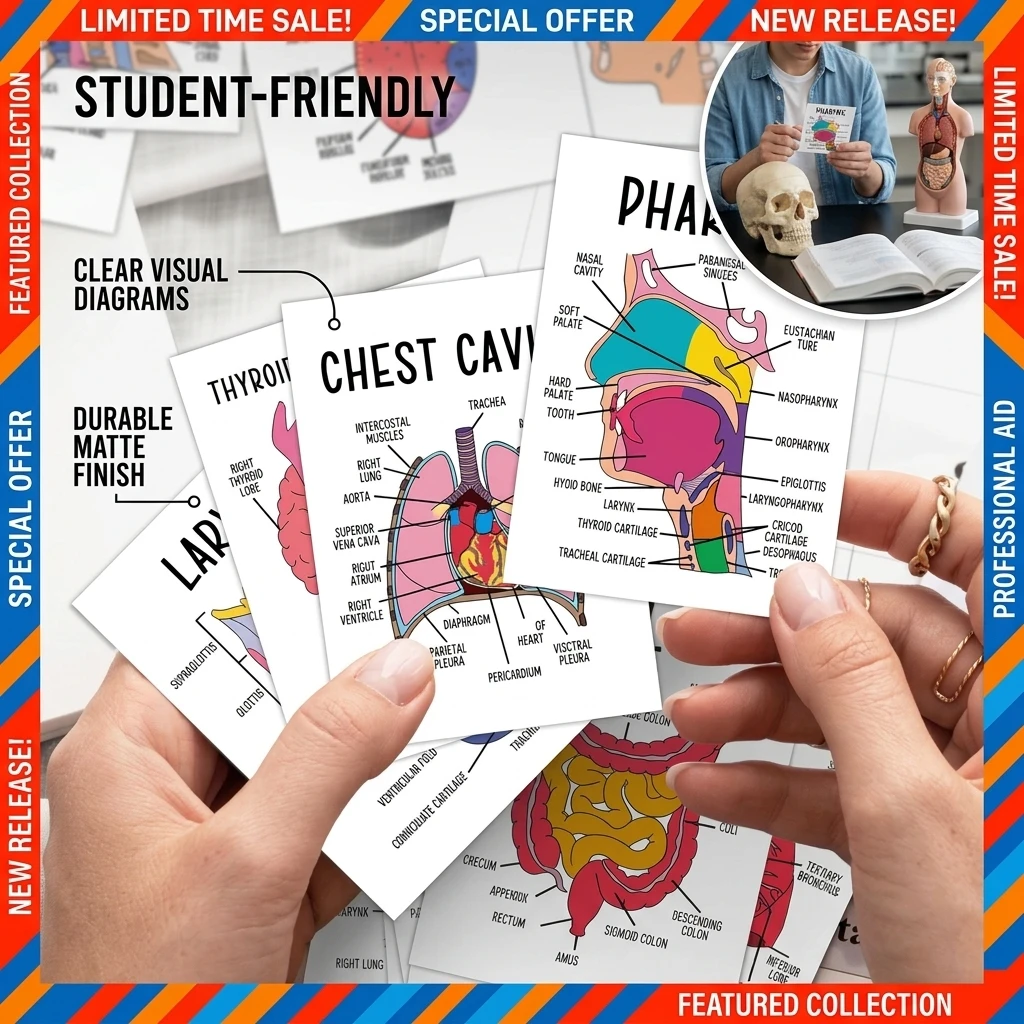 30pcs Anatomy Flashcards,Detailed Brain,Thyroid&Parathyroid Study Card,For Self-Study,Teaching,Clinical Reference,Quick Revision