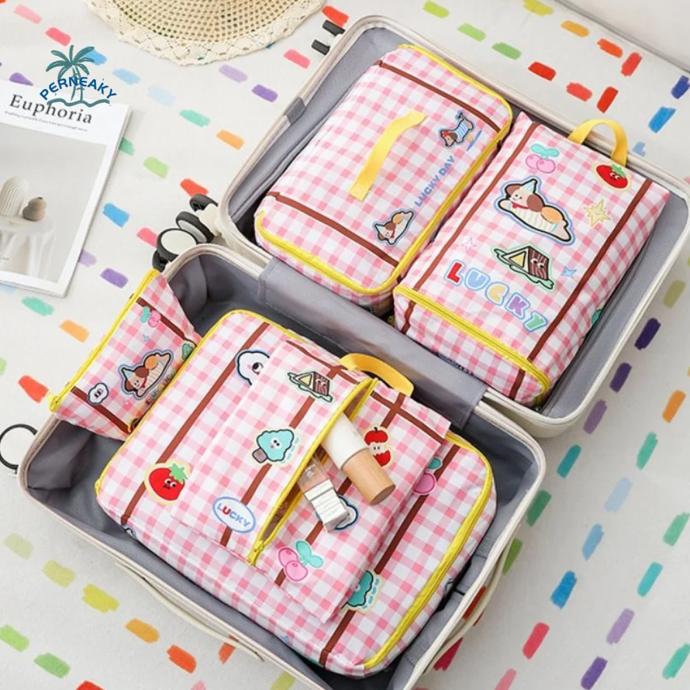 

5Pcs/set Cartoon Makeup Travel Bag Large Capacity Waterproof Travel Storage Case Breathable with Zipper