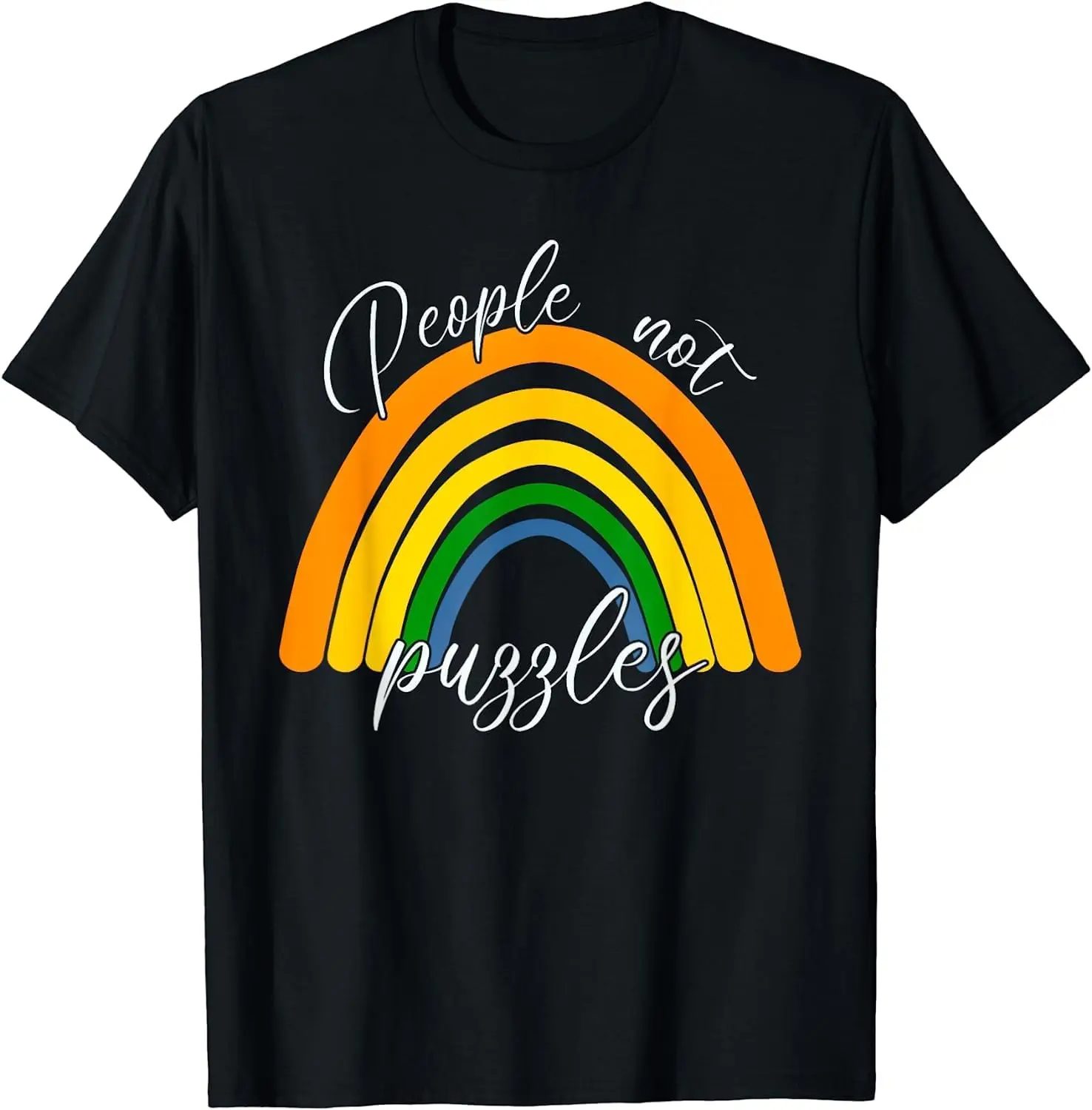 People Not Puffles Rainbow Vintage Retro T-Shirt  High Quality 100%Cotton Short Sleeve