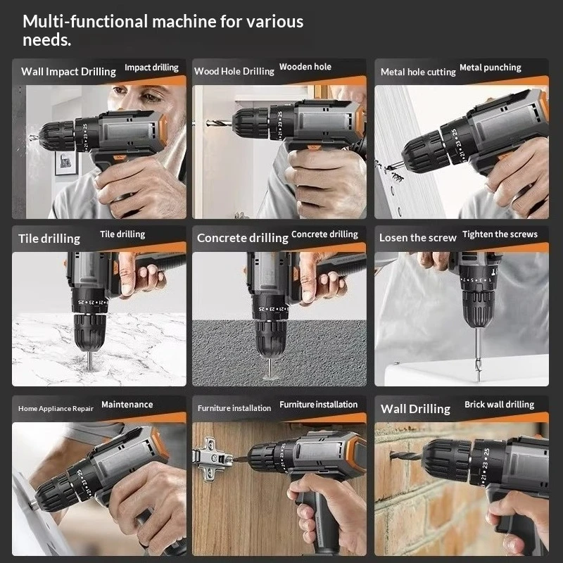 New Carbon Steel Electric Drill Toolbox Set Car-Mounted Home Combo Tool Kit Multi-Functional Electrician Carpenter Repair