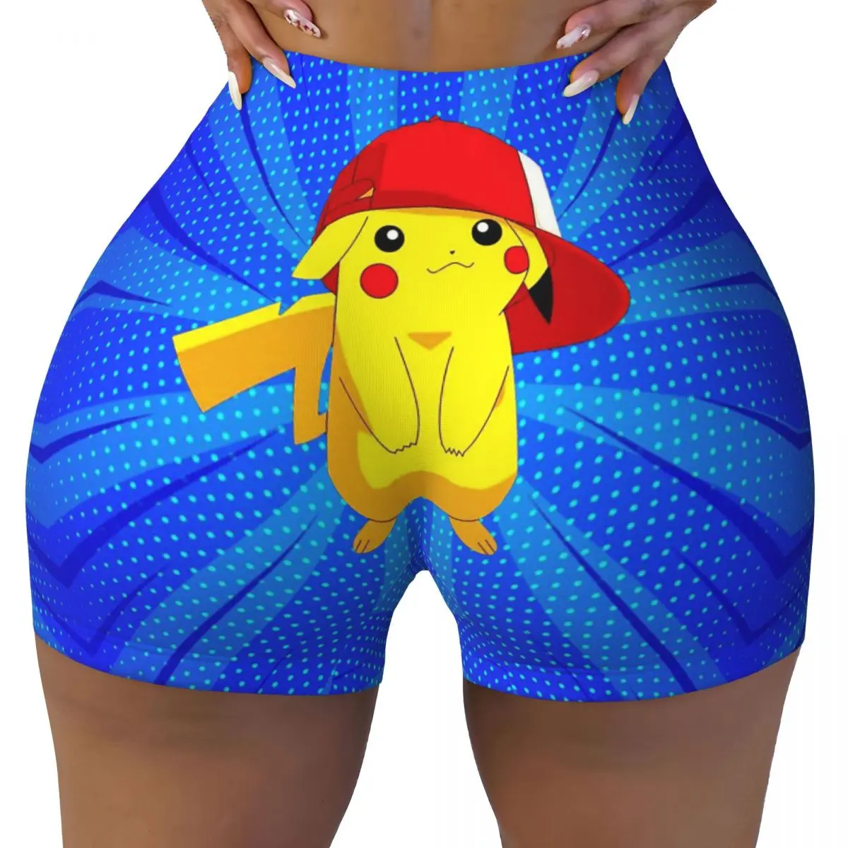 Custom Kawaii Pikachus Workout Shorts Women Gym Volleyball Biker Yoga Shorts