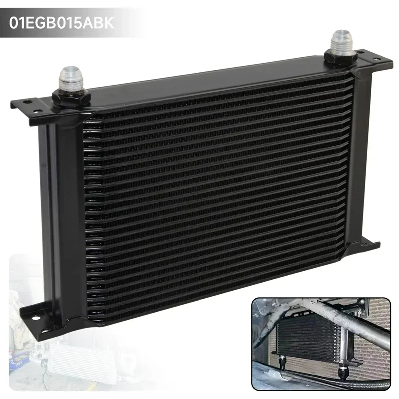 25 Row 248mm AN8 British Style Engine Oil Cooler Black/Silver Universal Aluminum
