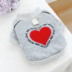 1PC Pet Clothing Spring and Autumn Gray Love and Peace Round Neck Shirt Suitable for Small and Medium sized Dogs