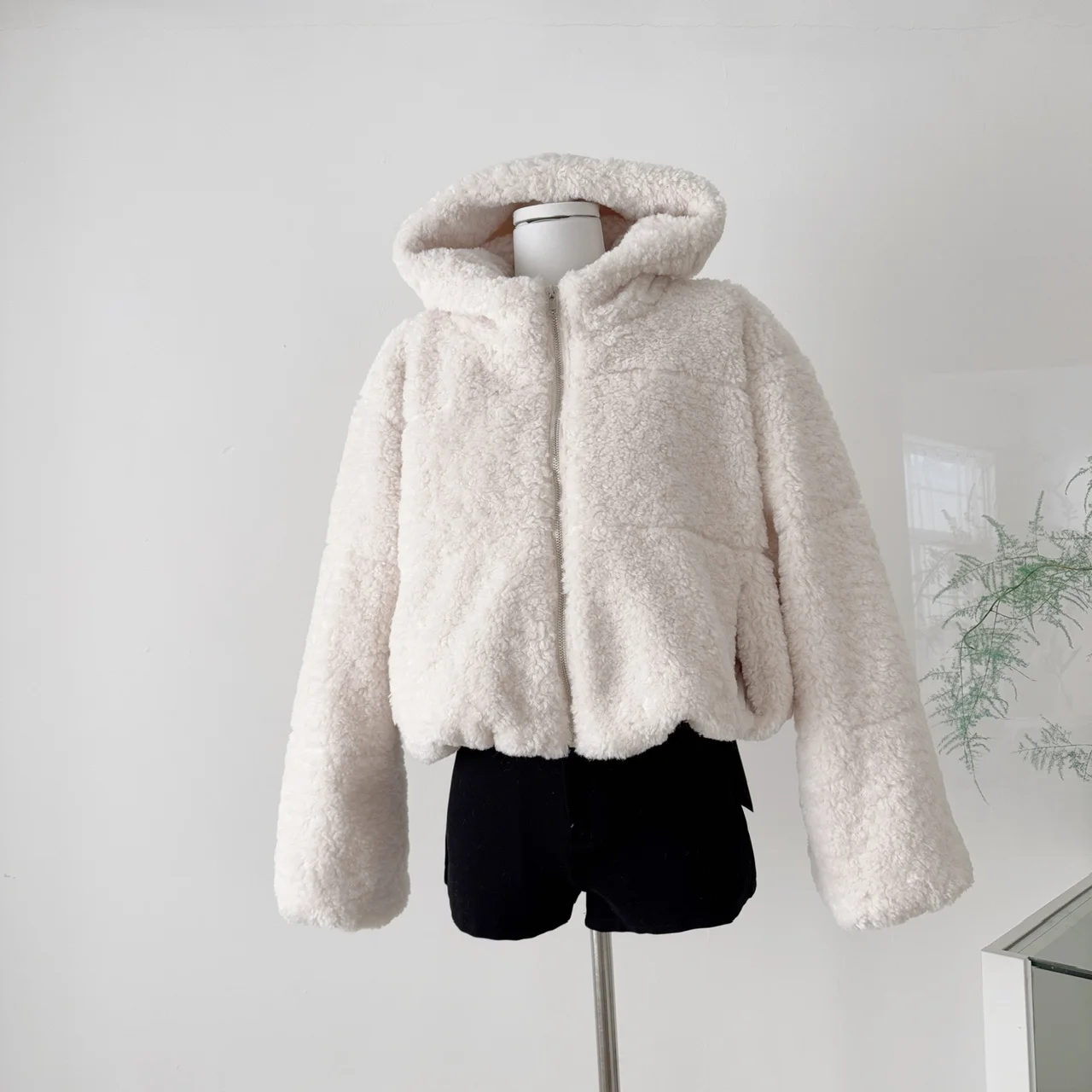 

Faionable Lamb Fur Jaet, женская корейская повседневная свободная куртка с капюшоном с медвежьими ушками, женская верхняя одежда из полиэфирного волокна