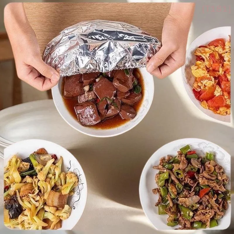 [E] 10Pcs Reusable Aluminum Foil Bowl Cover Food Grade Refrigerator Accessories Food Insulation Cover Kitchen Tools