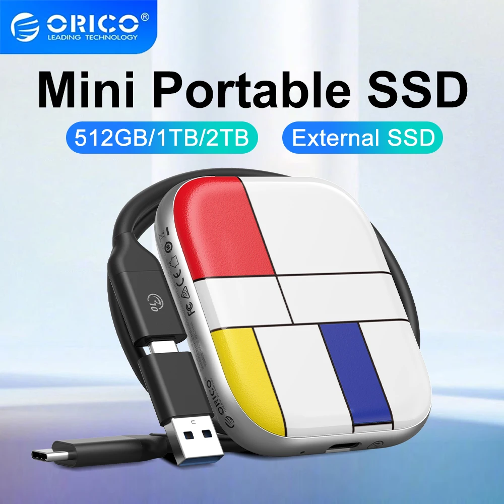 

ORICO High-spee Portable SSD External Solid State Drive 2TB 1TB 512GB Type C SSD for MacBook Laptop Mac with 2-in-1 Data Cable