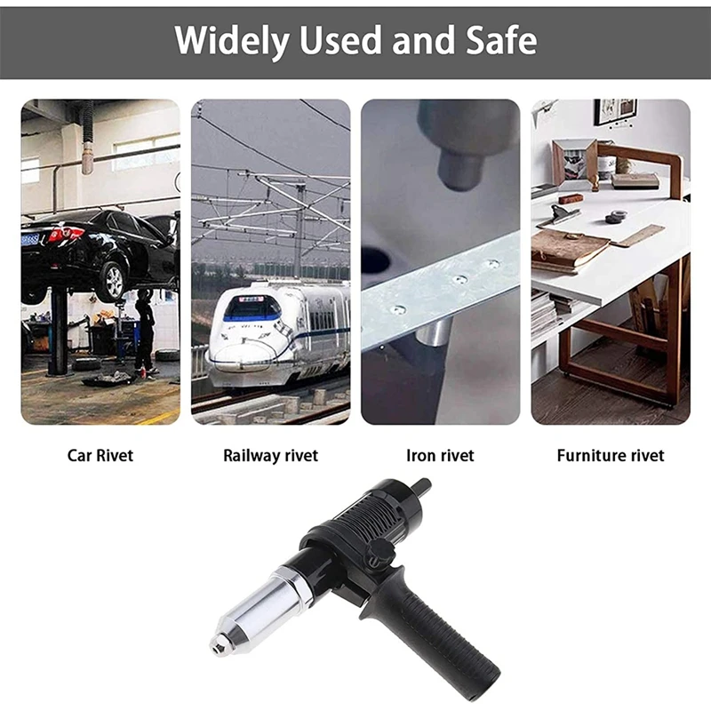 Electric Rivet Conversion Connector Adapter Riveted Joint Riveter Insert Attachment With Non-Slip Handle Wrench Kit