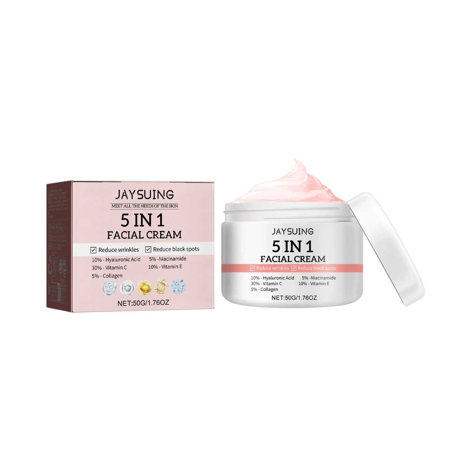 5in1 Facial Nourishing Cream Smooth Wrinkles Removal Pigmentation Shrink Pores Dullness Treatment Brightening Face Firming Serum