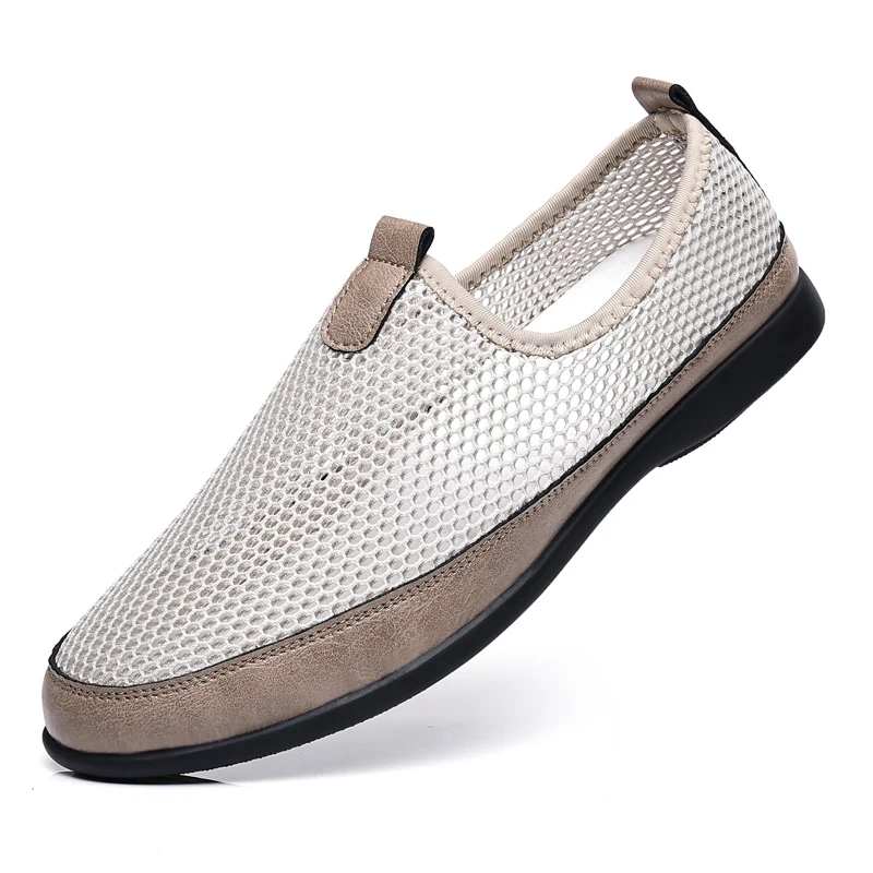 Mocassins de slip-on respiráveis masculinos, tênis casuais, sapatos de caminhada, moda, novo, verão, venda quente