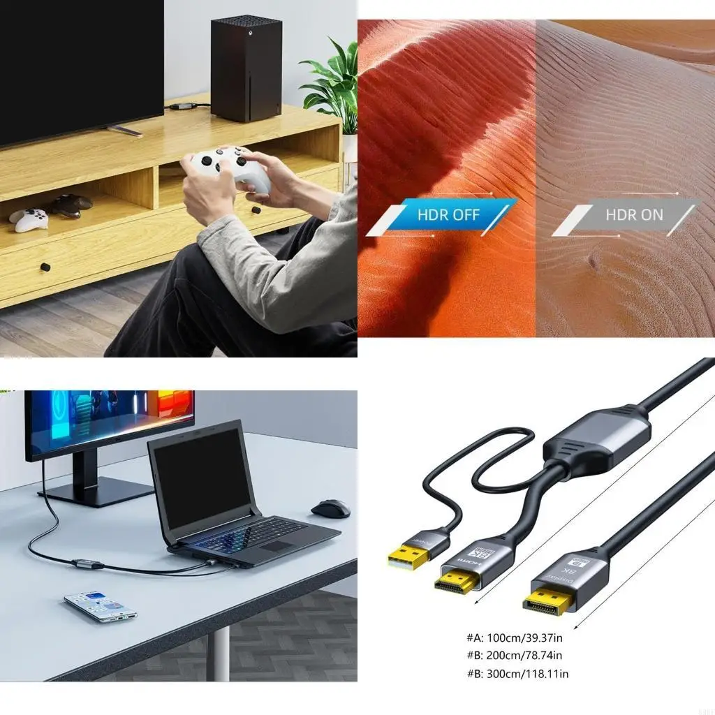 

896F Premium- 8K30hz HDMI2.1 to 1.4 Adapter Cable USB Powered 1-3M