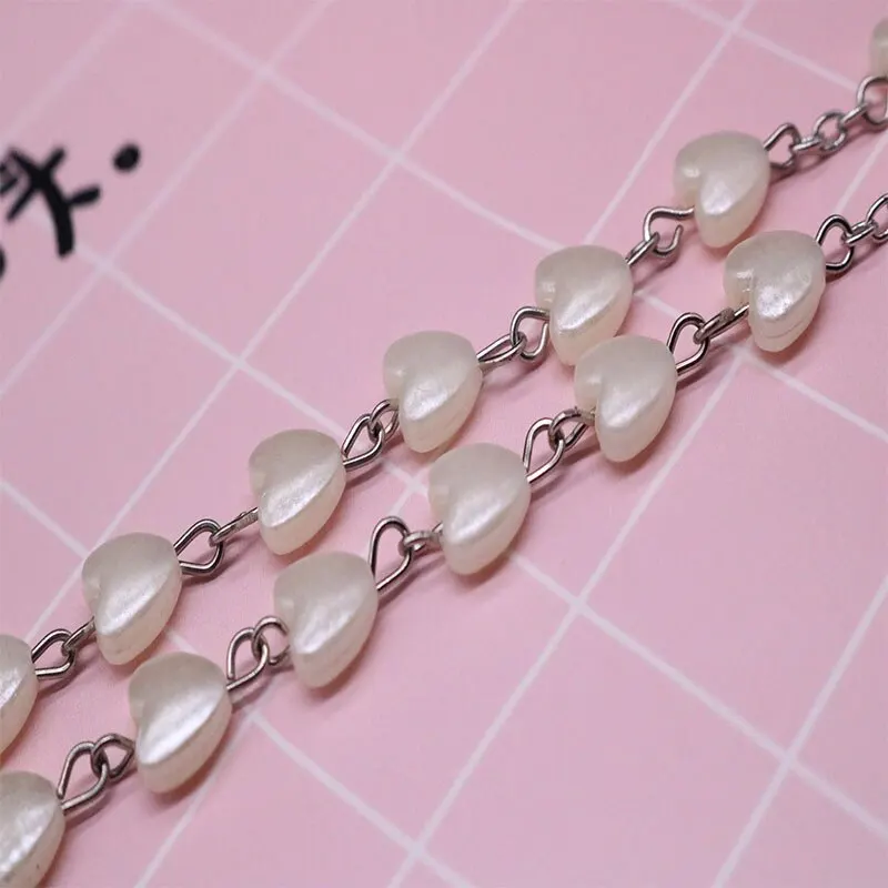 1pcs White Gold-plated Necklace Ladies Faith Cross Pink White Peach Heart Handmade Curved Needle Beads Combination Jewelry image 5