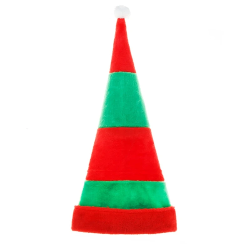 Santa Elf Hat Red Green Striped Christmas Hat Comfort for for Adult Kid Dropshipping