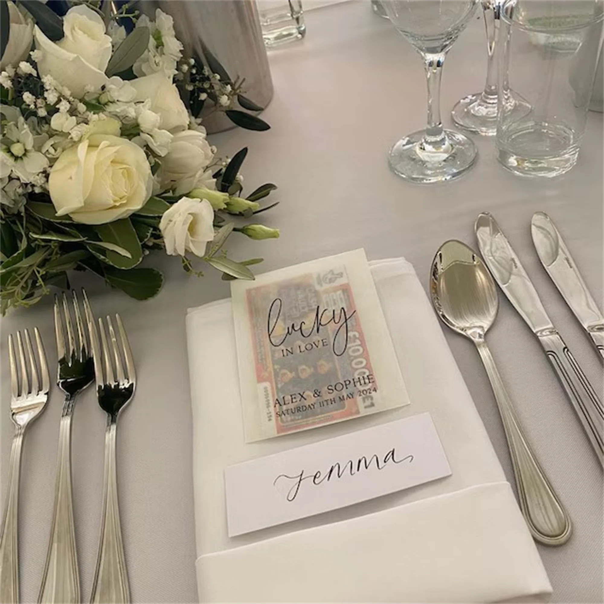 Scratch Card Holder Wedding Favour Packets Lucky in Love - 100% Biodegradable Glassine Personalised Wedding Favours Bags