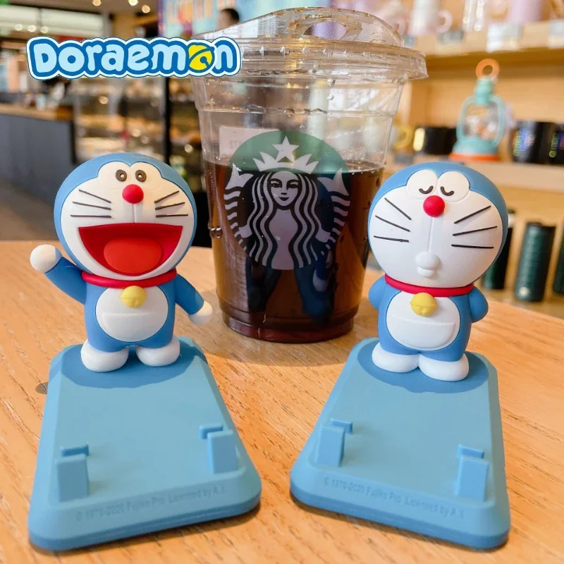 Doraemon Kawaii Mobile Phone Holder Anime Cartoon Phone Stand  Student Cosplay Model Toys Desktop Decoration Kids Birthday Gift