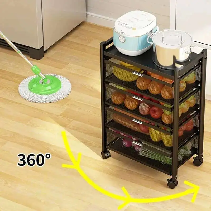 

Simple Home Metal Trolleys Restaurant Multi-layer Drawer Type Trolley Cart with Wheels Modern Creative Hand Cart for Bathroom