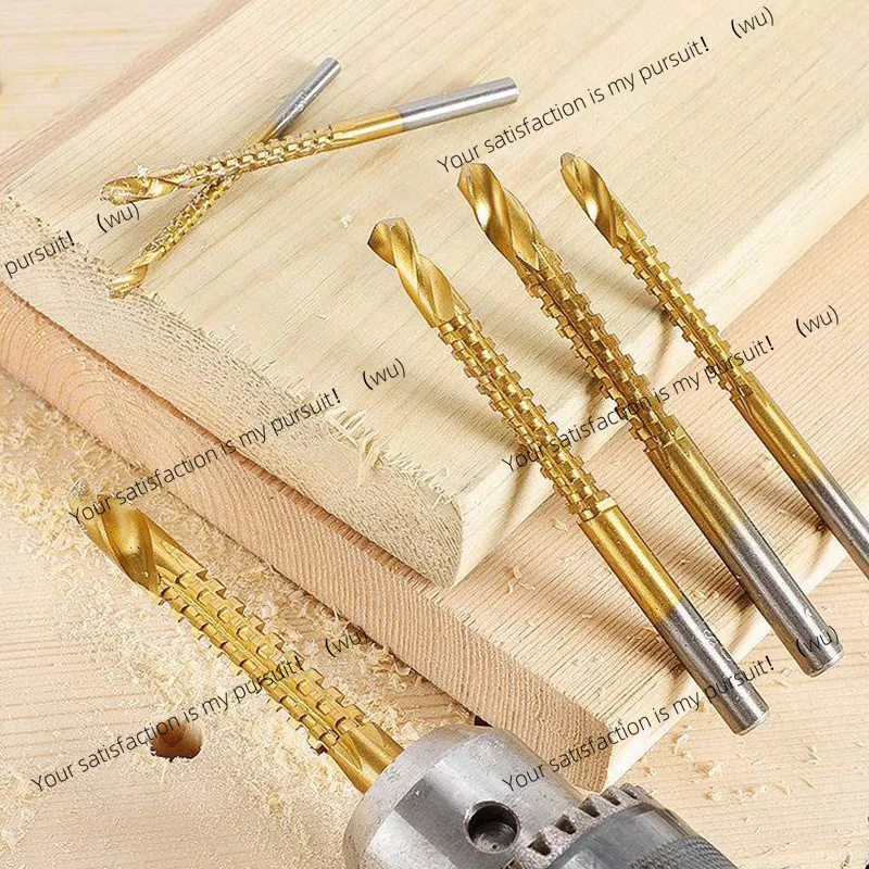 6-piece high-speed steel twist drill bit set, 3-8mm sawtooth groove cutting tap, titanium material