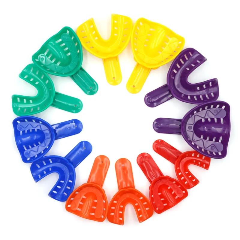 12Pcs/Set Dental Plastic Trays Teeth Holder for Childrens Adults Dental Impression Tray Removable Clinic Lab Equipment