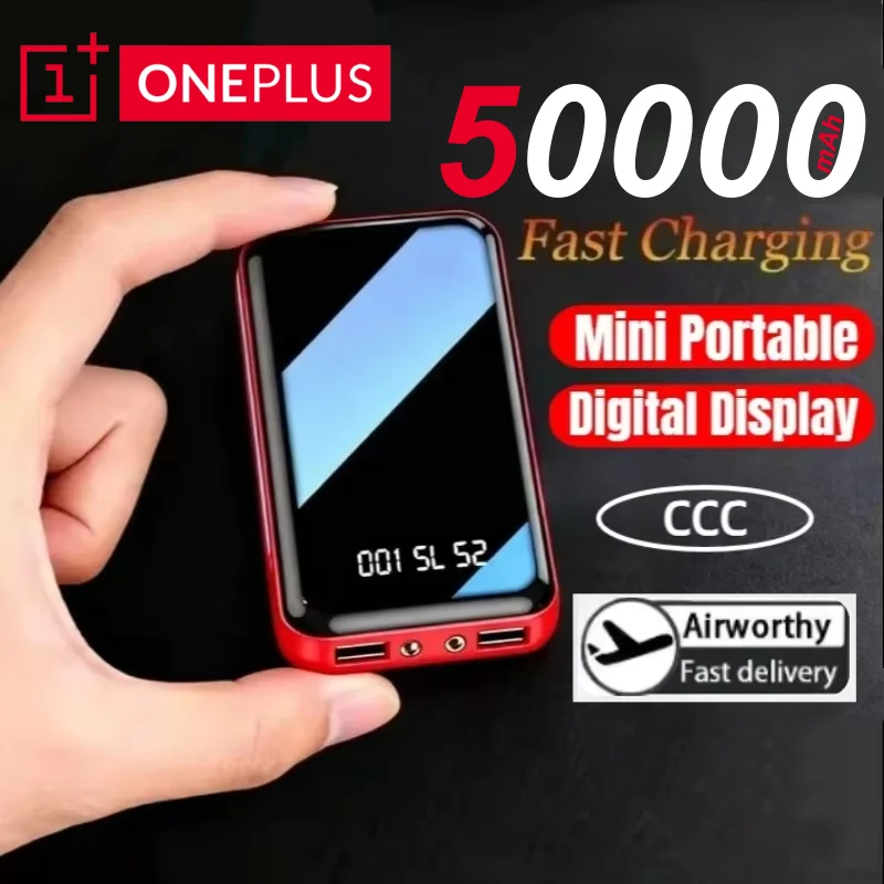 

ONEPLUS 50000 мАч Mini Power Bank зеркальный экран светодиодный цифровой двойной USB-порт портативное зарядное устройство внешний аккумулятор для iPhone Samsung
