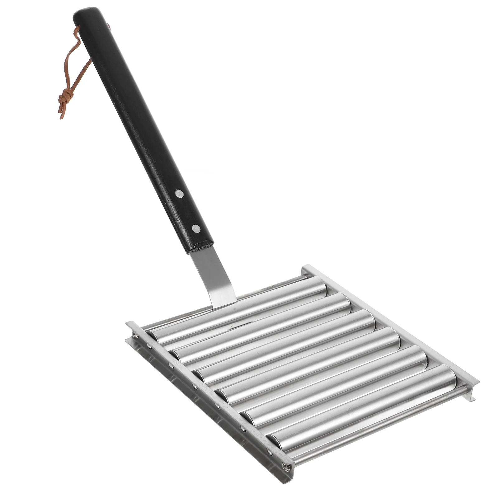 

Sausage Grill Barbecue Rack Roller Wood Rolling Camping Grill Rack Portable Metal Hotdog Grilling Kitchen Stool